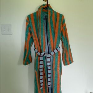 Dusen dusen Striped Orange and Green Bathrobe